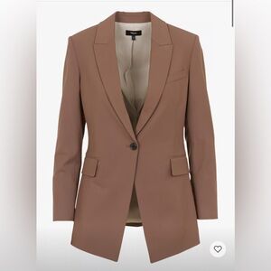 Theory Etiennette Traceable Wool Stretch Blazer Brown Pecan One Button Sz 4